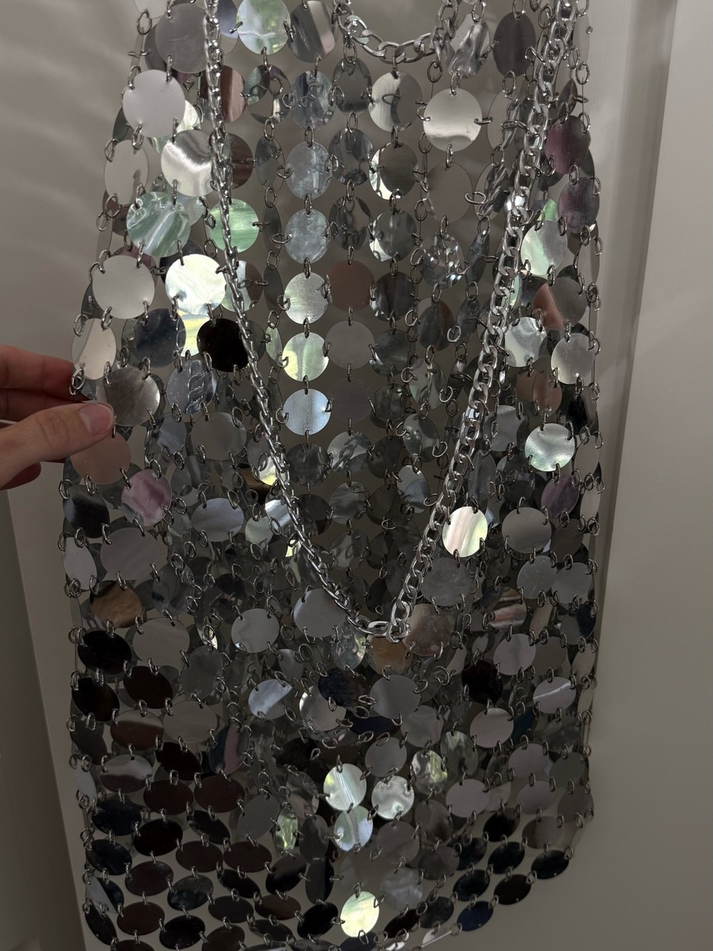 Silver Sequin Chainlink Slip Dress - Picture 6 of 6